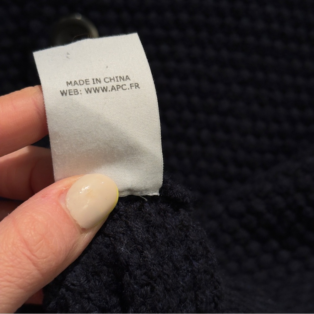 A.P.C. Heather Navy Blue Shawl Collar Cardigan Buttons Size XL Men’s - Picture 11 of 12